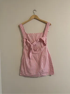 SHEIN Pink and White Gingham Mini Dress thumbnail 2