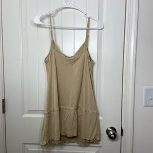 EUC Vintage Stamp‎ 10 women’s tan lace tied waist adjustable strap tank top XL thumbnail 6