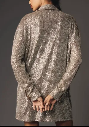 Flat White Sequin Tunic Dress, Size XS thumbnail 3