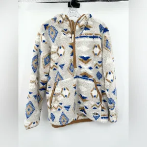 The North Face Hoodie Womens Aztec 1/4‎ Zip Sherpa Long Sleeve Elbow Patches XL thumbnail 2