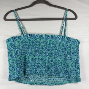 Roller Rabbit‎ Target Mint Green Floral Smocked Cami Top Adjustable Straps Large thumbnail 5