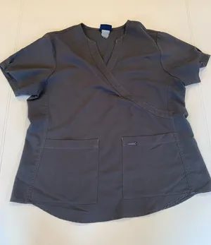 Sanibel Scrubs Women’s Large Gray Wrap-Style V-Neck Short Sleeve Scrub Top thumbnail 1