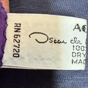 Oscar de la Renta Silk Scarf Purple Paisley Floral Made In Japan Vintage Luxury thumbnail 7