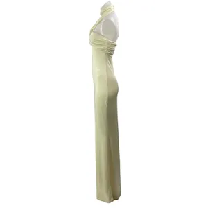 Peppermayo Light Yellow Cross Halter Sleeveless Bridesmaid Maxi Dress Size 4 thumbnail 2