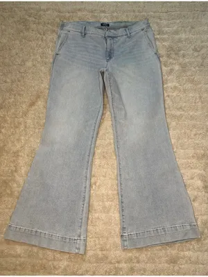 Express 70s Flare Mid Rise light wash stretch denim jeans 12S coastal cowgirl thumbnail 1