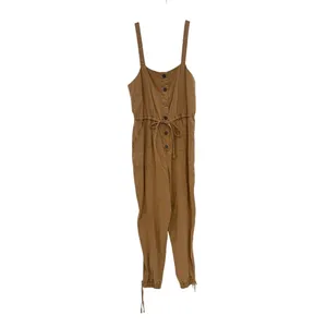 Alice + Olivia Tiana Button‎ Front Jumpsuit Tan Utility Cargo Tie Waist Size 8 thumbnail 3