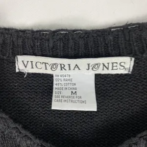 Victoria Jones Cardigan Sweater Womens‎ Medium Black Snowman Ugly Christmas thumbnail 4