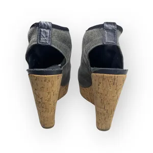 Stuart Weitzman  Slingback Cork Platform Tall Wedge Sandal  Gunmetal Grey  6M thumbnail 4