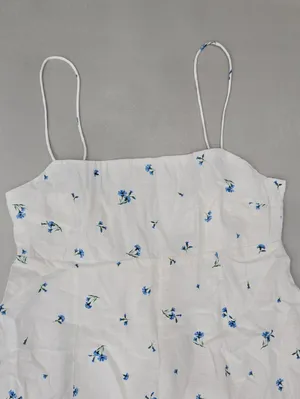 H&M White Maxi Dress with Blue Floral Sprigs Size S/ 38 thumbnail 7