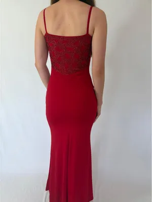 Vintage Red Beaded Georgiou Studio Evening Gown thumbnail 3