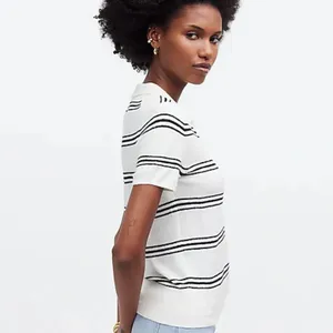 Madewell Polo Sweater Short Sleeve in Stripe Size XXS thumbnail 2