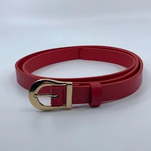 Women's Red Faux Leather Belt w/ Gold Buckle, Fits 34"-43" Inches, X7G9A230-6 thumbnail 5