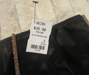 Akira Black Satin Skirt with Gold Accents thumbnail 2