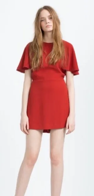Zara Rust Red Flutter Sleeve Open Back Skort Romper Size Medium thumbnail 1