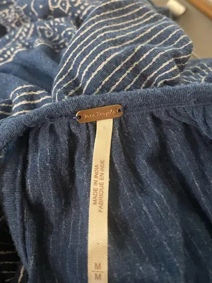 Free People Blue Embroidered Boho Indigo Dreams Tunic Top Medium thumbnail 6
