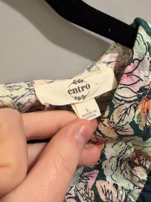 Entro Floral Detail Puff Sleeve V-Neck Peter Pan Collar Blouse Hunter Green Multi thumbnail 8