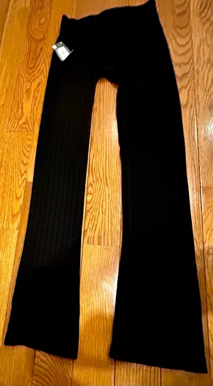 Primark NWT black High Waist Flared Front Slit Stretchy Black leggings thumbnail 6
