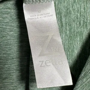 Z by Zella Womens‎ Medium Green Heathered Cropped Mock Neck Pullover Long Sleeve thumbnail 5