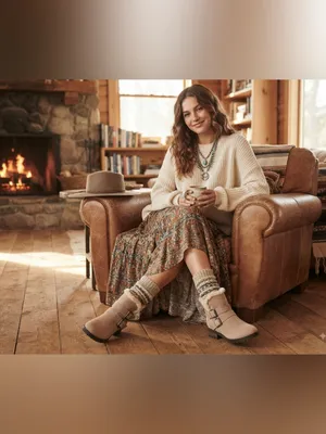 Universal Thread tan faux-suede double-buckle moto ankle boots feature a plush thumbnail 3