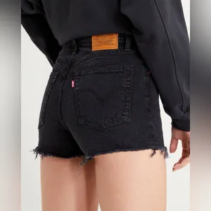 Levi’s Premium Ribcage Shorts Black Lake Raw Hem 28 Cutoff thumbnail 2