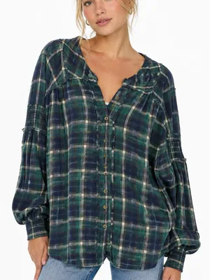 Free People We The Free Plaid Blouse thumbnail 1