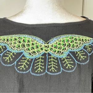 Metropark Boho Embroidered Peacock Tunic Dress Festival Resort Rayon Small Artsy thumbnail 4