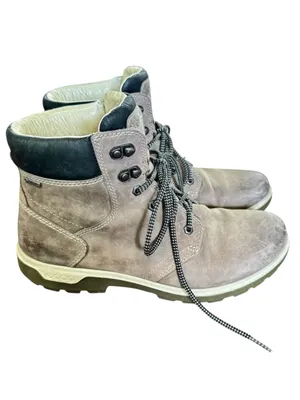 ECCO Gore-Tex Waterproof Hiking Boots Gray Leather Ankle Trail Shoes 41 US 10 thumbnail 4
