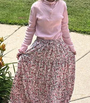 Floral Tiered Maxi Skirt High Waist thumbnail 1