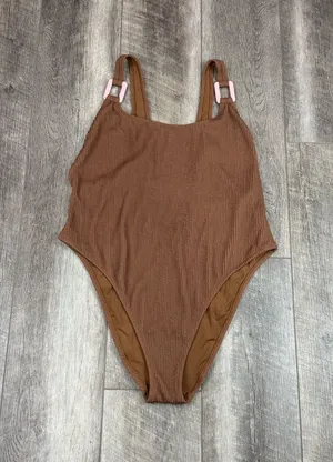 Aerie Brown Textured One Piece Swimsuit thumbnail 1