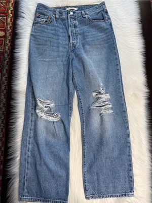 Levi’s Ribcage Straight Light Wash Distressed After Love Jeans thumbnail 3