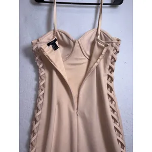 Forever 21 Womens Beige Bustier Bodycon Mini Dress Lattice Side Detail Size L thumbnail 5