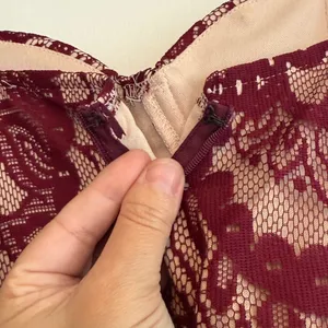 Lulus Burgundy Lace‎ Bustier Midi Dress Maroon Paisley Cocktail Dress Small thumbnail 7