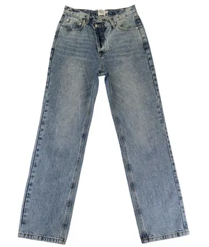 Princess Polly Crossover‎ Waist Straight Leg Jeans Light Wash Blue Womens Size 2 thumbnail 1