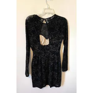 Lulu's Lace Dark Academia Goth Sexy Bodycon Mini Dress Black Size Medium thumbnail 2