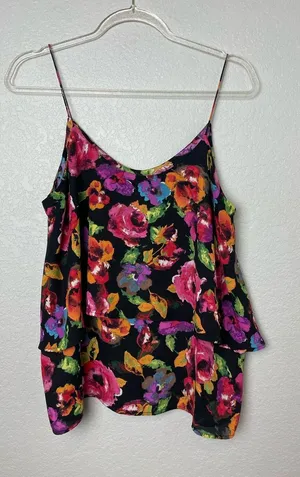 Paper Crane Black Floral Two Layer Camisole Size XL thumbnail 1