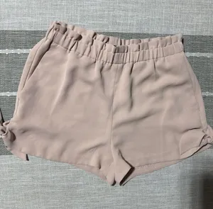 Express womens High Waisted Elastic Waist Flowy‎ Shorts Dusty Rose Pink Small thumbnail 1