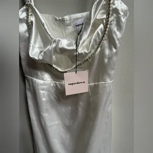 NEW Superdown Kita Rhinestone Cutout Satin Mini Dress |White‎ Women’s XXS Formal thumbnail 6