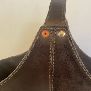 Zimlay Natural Leather Magazine Holder With Belt Strap Handle Handmade thumbnail 8