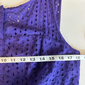 Eva Mendes NY&Co Purple Eyelet Fit Flare Dress Sz 12 Summer Cottagecore Classic thumbnail 10