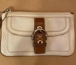 Coach Leather Cream & Brown Wristlet thumbnail 13