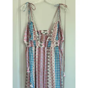 Lulus Boho Geometric Print Tassel Tie-Strap Smocked Maxi Dress Multicolor Medium thumbnail 7