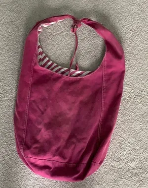 Purple/striped beach bag satchel thumbnail 1