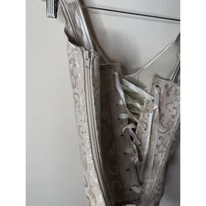 Cream Lace‎ Up Side Zip Corset Tank Strap Coquette Cottage Women's Size M thumbnail 5