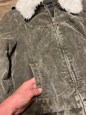 BNCI Olive Green Sherpa Collar Women's Corduroy Jacket Size Medium thumbnail 3
