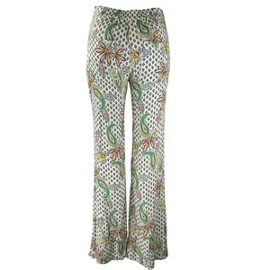Women's Multicolor Paisley Floral Argyle High Rise Flare Trousers Pants Size S thumbnail 3