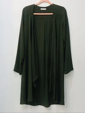 Boutique On the road green olive duster kimono sz small thumbnail 1
