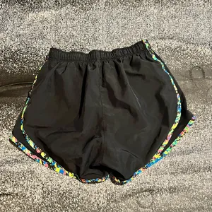 Womens XS Nike Dri Fit athletic casual shorts w/liner 3"-black/neon speckled thumbnail 2