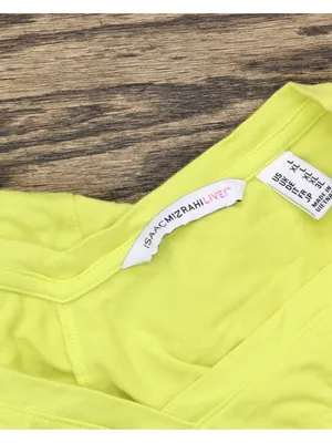 Isaac Mizrahi Live! V-Neck Forward Seam Knit Long-Sleeve Top Lime Glow Green L thumbnail 3