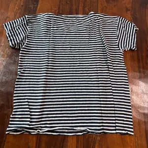 J.Crew Womens Navy White Striped 100% Linen Short Sleeve T-Shirt Size L RN77388 thumbnail 2