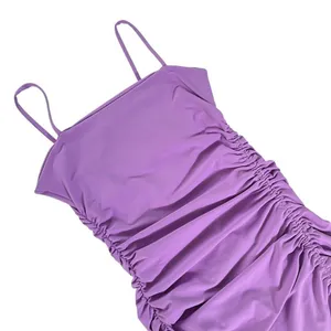 Susana Monaco Ruched Slit Maxi‎ Dress in Violet thumbnail 3